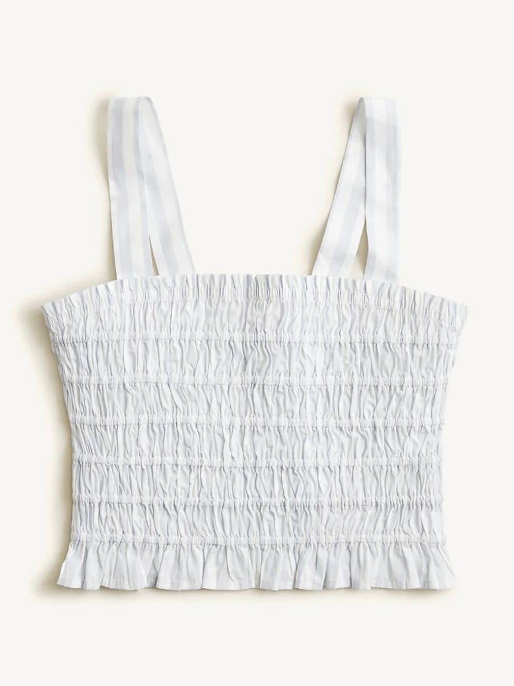 J.Crew Smocked Tube Top in Stripe — White/Grey — Size Small